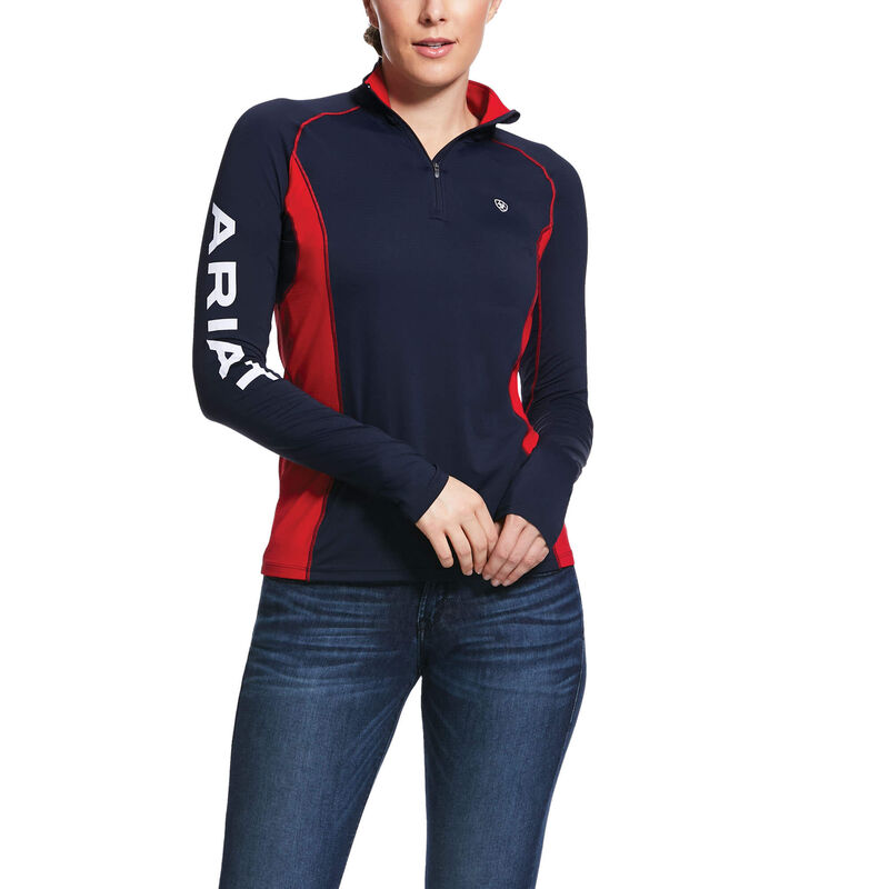 Ariat Tri Factor - Base Layer Donkerblauw / Rood Dames - 24628-134